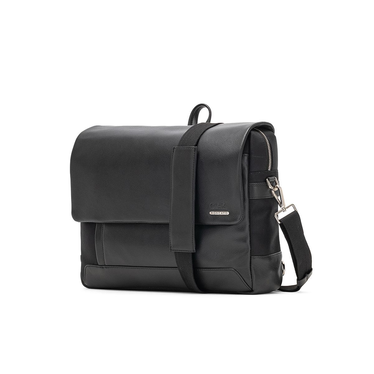 Ciak Roncato SQUADRA - Borsa Messanger Postino Pelle e Nylon-Nero