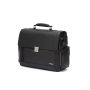 SQUADRA - Leather and Nylon Briefcase with Flap-Black