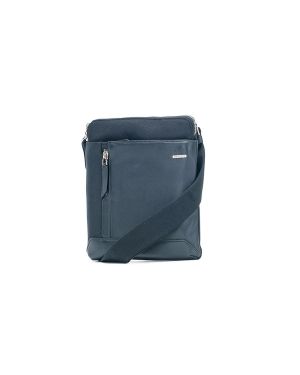 SQUADRA - Tracolla Piatta Media Pelle e Nylon - Blu Navy