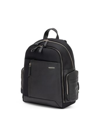 SQUADRA - Leather and Nylon Small Backpack - Black