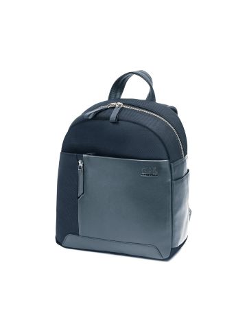 SQUADRA - XS City-Backpack Leather and Nylon - Navy Blue